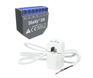 Shelly EM+50A Módulo medidor de consumo duplo para automação WiFi + Núcleo 50A