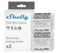Shelly EM Mini Gen4 - Medidor de consumo eléctrico Matter, Wi-Fi y Zigbee, 1 canal - 16 A 240 VAC, 3840 W, Almacenamiento de datos, App Shelly Smart Control, Horarios y escenas - 2 Piezas