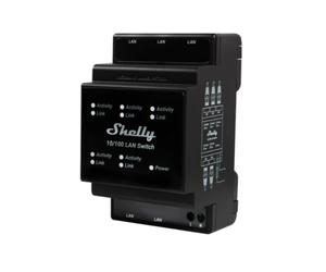 Shelly LAN Switch de 5 portas - 10/100Mbps para montar em calha DIN