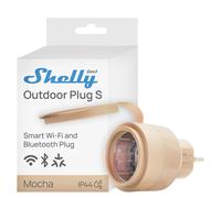 Shelly Outdoor Plug S - Enchufe inteligente exterior Wi-Fi con Matter, Tipo F, 12 A (2500 W), Resistente al agua (IP44), Medición de consumo eléctrico, Apple HomeKit, Alexa, Google y SmartThings