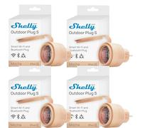 Shelly Outdoor Plug S Gen3 - Juego de 4 enchufes inteligentes para exteriores, IP44, certificado mate, 12A, 2500W, iluminación exterior, medición de potencia, automatización exterior, Alexa, Google