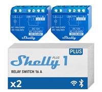 Shelly Plus 1, Relé Interruptor Inteligente Wi-Fi & Bluetooth, Luces Inalámbricas, Compatible Con Alexa & Google Home, Control remoto por iOS Android App, No necesita hub (2 Piezas)