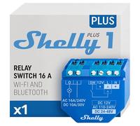 Shelly Plus 1, Relé Interruptor Inteligente Wi-Fi & Bluetooth, Luces Inalámbricas, Compatible Con Alexa & Google Home, Control remoto por iOS Android App, No necesita hub