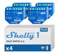 Shelly Plus 1, Relé Interruptor Inteligente Wi-Fi & Bluetooth, Luces Inalámbricas, Compatible Con Alexa & Google Home, Control remoto por iOS Android App, No necesita hub (4 Piezas)