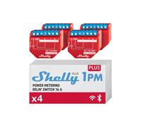 Shelly Plus 1PM - Módulo Interruptor WiFi y Bluetooh con Medidor de Consumo de Energía, 16A, Control remoto Luces Inalámbricas, aplicación iOS Andoid, Compatible con Alexa, Google Home (4 Piezas)