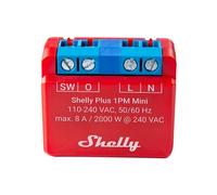 Shelly Plus 1PM Mini | Relé inteligente WiFi y Bluetooth, 1 canal 8 A, con medición de potencia, domótica, compatible con Alexa y Google Home, aplicación iOS Android, no necesita concentrador