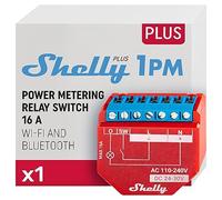 Shelly Plus 1PM - Módulo Interruptor WiFi y Bluetooh con Medidor de Consumo de Energía, 16A, Control remoto Luces Inalámbricas, aplicación iOS Andoid, Compatible con Alexa, Google Home