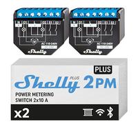 Shelly Plus 2PM - Interruptor Inteligente WiFi & Bluetooth, para Cortinas y Persianas, 2 Canales - 16A, Medición de Energía y Temporizador, Control Remoto por Teléfono, Alexa y Google Home (2 Piezas)