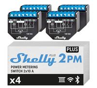 Shelly Plus 2PM - Juego de 4 interruptores de relé Smart Home, control digital mediante aplicación gratuita y WiFi, funciona con Alexa y Google Home, puertas de garaje y persianas
