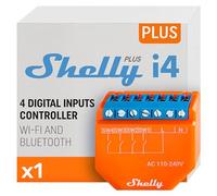 Shelly Plus i4 | 4-Digital Controlador De Entrada Smart Inalámbrico Y Bluetooth De Shelly Relés | Automatización del Hogar | Compatible con Alexa | iOS Android App | No Hub Requerido | Control Remoto