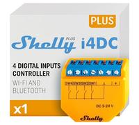 Shelly Plus i4 DC - Controlador Inteligente WiFi Y Bluetooth, por Control Remoto De Dispositivos Inteligentes, Conmutador De 4 Botones, 5-24V DC, Control Remoto con Aplicación, iOS, Android