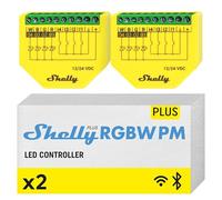 Shelly Plus RGBW PM- Módulo Controlador RGBW Para Tiras LED Wi-Fi Y Bluetooth, 12-24 VDC, Medidor De Consumo Eléctrico Integrado, No Necesita Hub, Aplicación iOS, Android (2 Piezas)