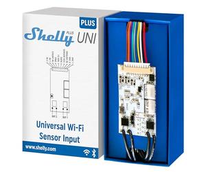 Shelly Plus Uni - Módulo Inalambrico Para La Automatización De Electrodomésticos, 8-24 VAC, 9-28 VDC, Wi-Fi Y Bluetooth, Control Remoto App, iOS, Android, Contador De Pulsos, Compatible Con Arduino