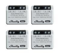 Shelly PM Mini Gen 3 | 4 unidades | Medidor de potencia inteligente WiFi y Bluetooth 1 canal 16 A | Automatización del hogar | Compatible con Alexa y Google Home | App para iOS-Android | No se