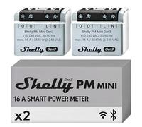 Shelly PM Mini Gen3 - Medidor de Consumo Inteligente WiFi y Bluetooth, 1 Canal 16 A, Control Remoto App iOS, Android, Compatible con Alexa y Google Home, No Hub Requerido (paquete de 2)