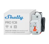 Shelly Pro 1CB C16 - Interruptor de circuito inteligente WLAN y Ethernet, 16A 1 pin Tipo C, Conmutación remota, Protección contra sobretensiones y bajo voltaje, Monitoreo de voltaje, Riel gorrión