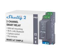 Módulo para Carril DIN de 2 Relés para Automatización Wi-Fi/BT/LAN 110/240VAC 2x16A 2x 16A - Shelly PRO 2