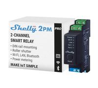 Shelly Pro 2PM- Smart Relé Con 2 Canales Inalámbrico, LAN y Bluetooth Con Medición De Consumo, Automatización Del Hogar, Compatible Con Alexa y Google Home, iOS, Android App
