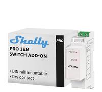 Shelly Pro 3EM Switch Add-on - Interruptor Inteligente 2A, Accesorio para el Medidor Eléctrico Shelly Pro 3EM, Contactos Secos, Montaje en Riel DIN, Medición de Energía Fotovoltaica, App iOS y Android