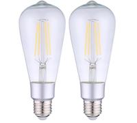 Shelly Vintage ST64 - Bombilla Inteligente Wi-Fi 7 W (230 V), Luz Incandescente Blanco Cálido 2700 K, E27, 750 lm, Clase de Eficiencia F, Control inalámbrico App (Paquete de 2)