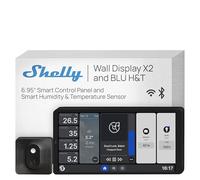 Shelly Wall Display x2 Negro y BLU H&T Negro - Panel de control domótico Wi-Fi con termómetro, higrómetro, pantalla táctil de 6,95'', interruptor 5A, termostato, Shelly App y Home Assistant