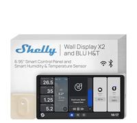 Shelly Wall Display X2 Plata+BLU H&T Marfil (Paquete)- Panel de Control Domótico Wi-Fi con Termómetro, Higrómetro, Pantalla Táctil de 6.95’’, Interruptor de 5A, Termostato, Aplicación y Home Assistant