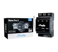 Shelly Wave Pro 3 - Interruptor de onda Z inteligente profesional de 3 canales con contactos sin potencial, montaje en riel DIN, puerta Z-Wave requerida
