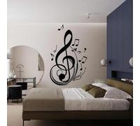 SHELOG Calcomanía artística de pared de vinilo, música, clave de sol, nota, melodía, sonido, Rock, pegatina de pared, música, decoración de la habitación del hogar, Mural
