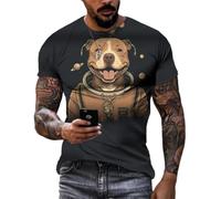 SHELOG Camiseta Creativa con Estampado 3D de Perro Astronauta para Hombre, Camiseta Informal de Manga Corta con Cuello Redondo y Moda Urbana para Hombre