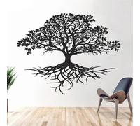 SHELOG Pegatina de pared de árbol de la vida, vinilo Tribal, círculo de la vida, raíces, ramas, calcomanía de pájaros, sala de estar, estudio de Yoga, decoración, Mural