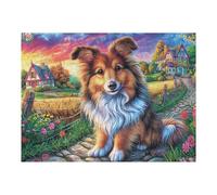 Sheltie en el Campo de Primavera Rompecabezas 500 Piezas Cartón Resistente para Toda La Familia Diversión Familia Reducir Estrés Mejor Valorado Detalle De Regalo 500 PCS