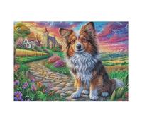 Sheltie en el Pueblo de Hadas Rompecabezas 300 Piezas Cartón Resistente para Mayores Desarrollo Lógica Entretenimiento Toda La Familia Decoración Salón Reyes Magos 300 PCS