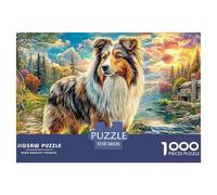 Sheltie en Paisaje escénico Puzzle para Adultos ¡Un Imposible Y Multicolor Rompecabezas Partir De 14 Años 38x26cm/1000pcs