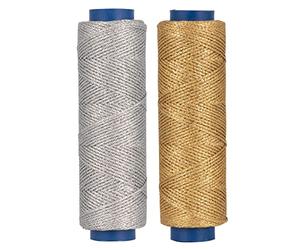 Shelver Hilo encerado dorado y plateado para manualidades, cordón encerado de 1 mm para bisutería, cuerda dorada y plateada para bolas de Navidad, adornos, etiquetas de regalo, 200 metros