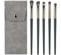 SHELWIN Juego de 5 brochas de maquillaje para sombra de ojos con estuche, pelo sintético suave, brochas de maquillaje para mezclar cejas, delineador de ojos, sombra de ojos (verde)