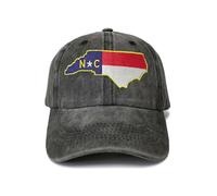Shenbors Gorras de béisbol bordadas con la bandera de Estados Unidos para hombres y mujeres, Bandera de Carolina del Norte (negro lavado), talla única