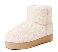 Shenduo Mujer Botas de Pelaje, Plataforma Mini Invierno Botas de Nieve de Tobillo D9358 Blanco Talla 37