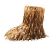 Shenduo Mujer Invierno Botas de Piel Sintética Y Peluda, Bota de Media Pierna D9368 Marrón Talla 38