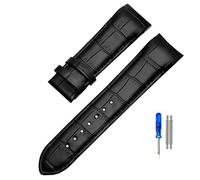 SHENGANG Correa de reloj de cuero genuino con extremo curvo 22mm 23mm 24mm for Tissot Couturier T035 correa de reloj correa de hebilla de acero pulsera de muñeca marrón (Color : Black, Size : 24mm)