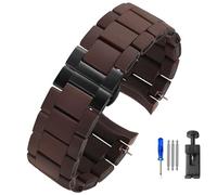 SHENGANG Correa de Reloj de Silicona, for Armani Ar5920 5919 5859 5867 Acero Revestido de Caucho Blanco Hombres Mujeres Correa de Reloj Accesorios 20mm23mm Pulsera (Color : Brown-Black, Size : 23mm)