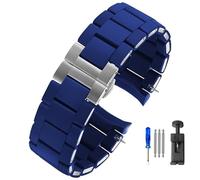 SHENGANG Correa de reloj de silicona, for Armani Ar5920 5919 5859 5867 Acero revestido de caucho blanco Hombres Mujeres Correa de reloj Accesorios 20mm23mm Pulsera (Color : Blue-Silver, Size : 23mm)