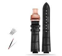 SHENGANG Correa de Reloj, for Series Correa de Reloj dedicada Hombres Mujeres Cuero Genuino(Black r-gold1,18x10mm)