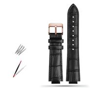 SHENGANG Correa de Reloj, for Series Correa de Reloj dedicada Hombres Mujeres Cuero Genuino(Black r-gold2,18x10mm)