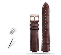 SHENGANG Correa de Reloj, for Series Correa de Reloj dedicada Hombres Mujeres Cuero Genuino(Brown-White r-gold2,21x12mm)