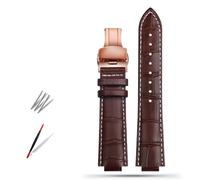 SHENGANG Correa de Reloj, for Series Correa de Reloj dedicada Hombres Mujeres Cuero Genuino(Brown-White r-gold1,18x10mm)