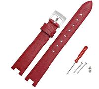 SHENGANG Correa de reloj, for Swarovski Devil's Eye 5376812/42 5376830 Muesca Mujer Correa de reloj de cuero genuino Accesorios (Color : Red-Silver, Size : 12mm)