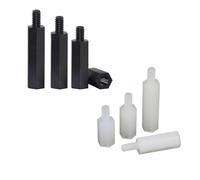 SHENGG 20/50 Uds M2 M2.5 M3 M4 separadores de nailon hexagonal separador de nailon columna cabeza plana tornillos espaciadores de plástico(Black,6MM_M2 (50PCS))