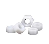 SHENGG 5-50 Uds M2 M2.5 M3 M4 M5 M6 M8 M10 M12 M14 M16 M18 M20 tuerca hexagonal de nailon de plástico blanco o negro DIN934(White Color,M3 (50pcs))