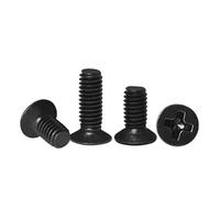 SHENGG 50/100 Uds M1 M1.2 M1.4 M1.6 M1.7 M2 M2.5 Mini tornillo de cabeza avellanada plana cruzada de acero negro pequeño(6mm,M1.7 (100pcs))
