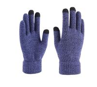 SHENGG Invierno hombres mujeres acrílico tejido manopla muñeca elástica dedo completo dentro cepillado guante cálido(Cyan)